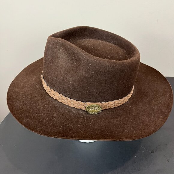 Unisex Australian Outback Collection Leather Jackeroo Hat, Brown - Picture 6 of 7